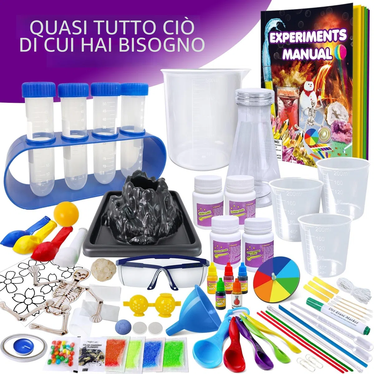 UNGLINGA 150 Esperimenti Scientifici per Bambini, Idee Regalo di Compleanno per Bambini e Bambine, Giocattoli Educativi Stem Strumenti Scientifici, Laboratorio di Chimica, Vulcano Giocattolo