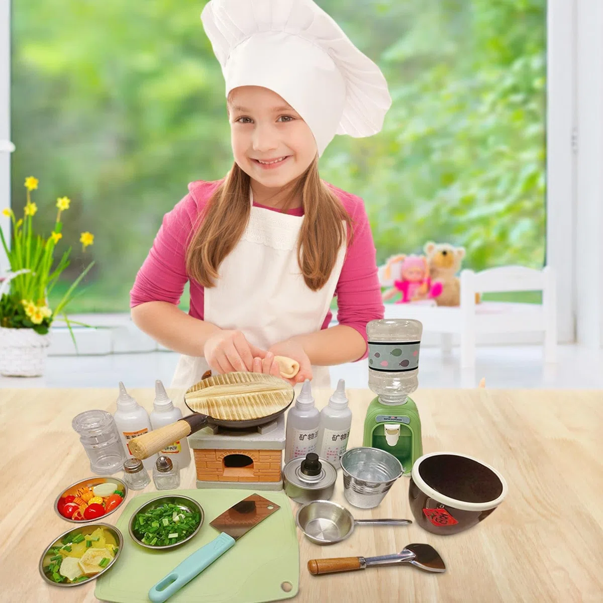 Set Di Cucina Mini Vero | Strumenti Educativi Per Cucina E Utensili Per Cucinare Reale | Fornello In Miniatura Attrezzi Per Cibo Reale Bottiglie Per Condimenti | per Bambini
