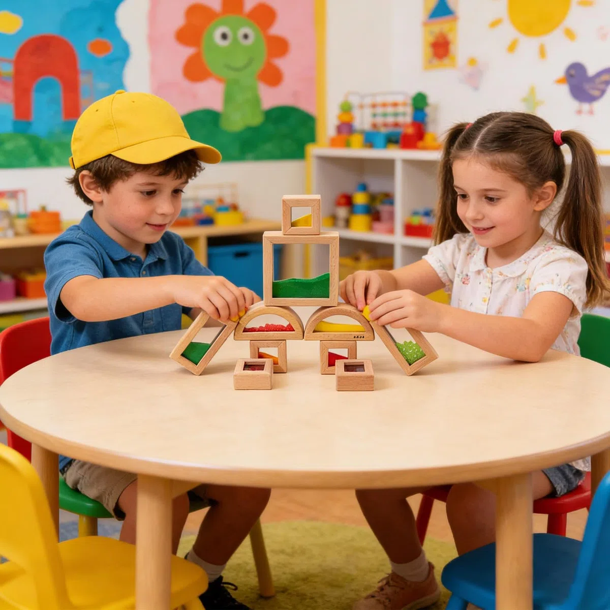 di costruzione per bambini, blocco sensoriale, giocattolo educativo di menta in legno, giocattolo colorato, blocco impilabile, per calze di compleanno, casa, asilo,