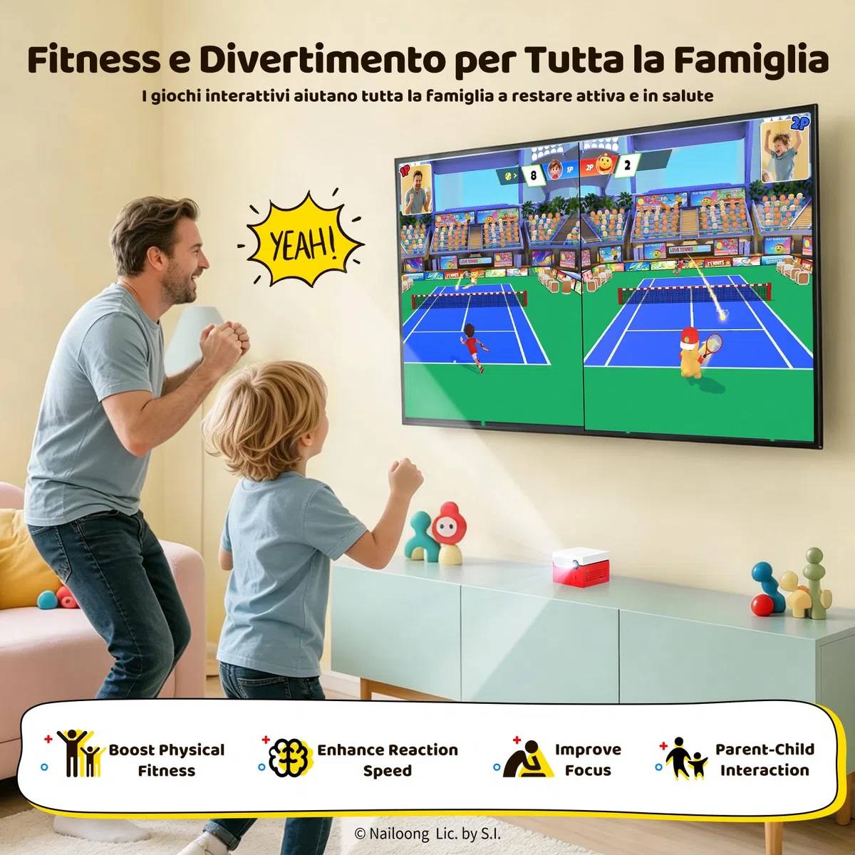 Kinhank MotionX Console di Gioco per Bambini e Famiglie, Console Videogiochi TV con Rilevamento del Movimento AI con 40+ Giochi Interattivi, Aggiornamenti Mensili, Plug & Play Game Console, Regalo