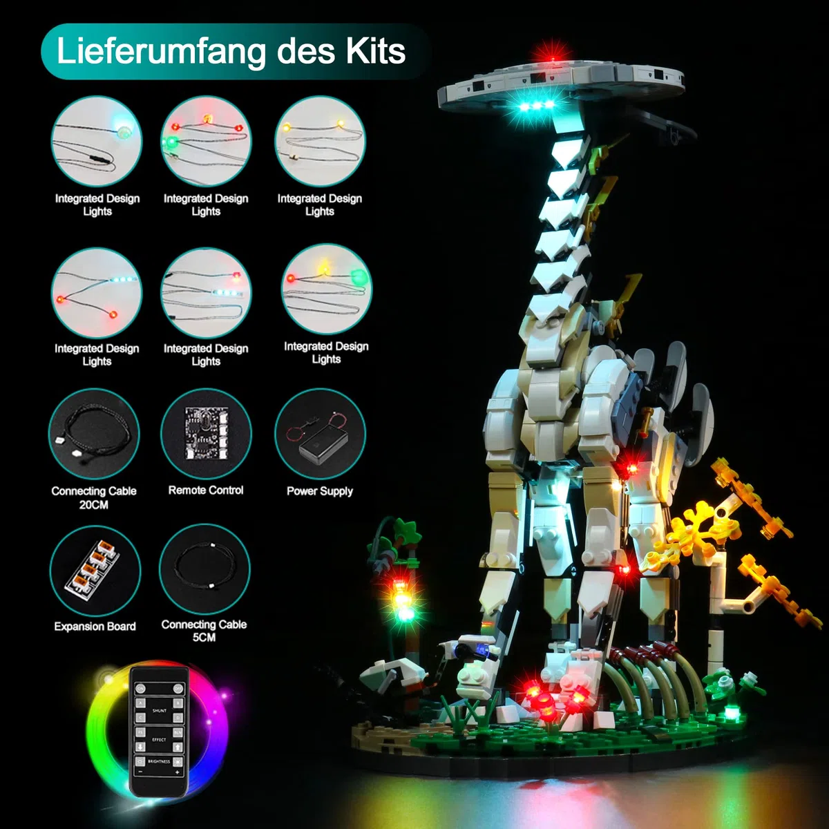 BrickBling Kit di illuminazione LED compatibile con Lego Horizon Forbidden West, telecomando decorativo, compatibile con 76989 Tallneck Horizon Zero Dawn