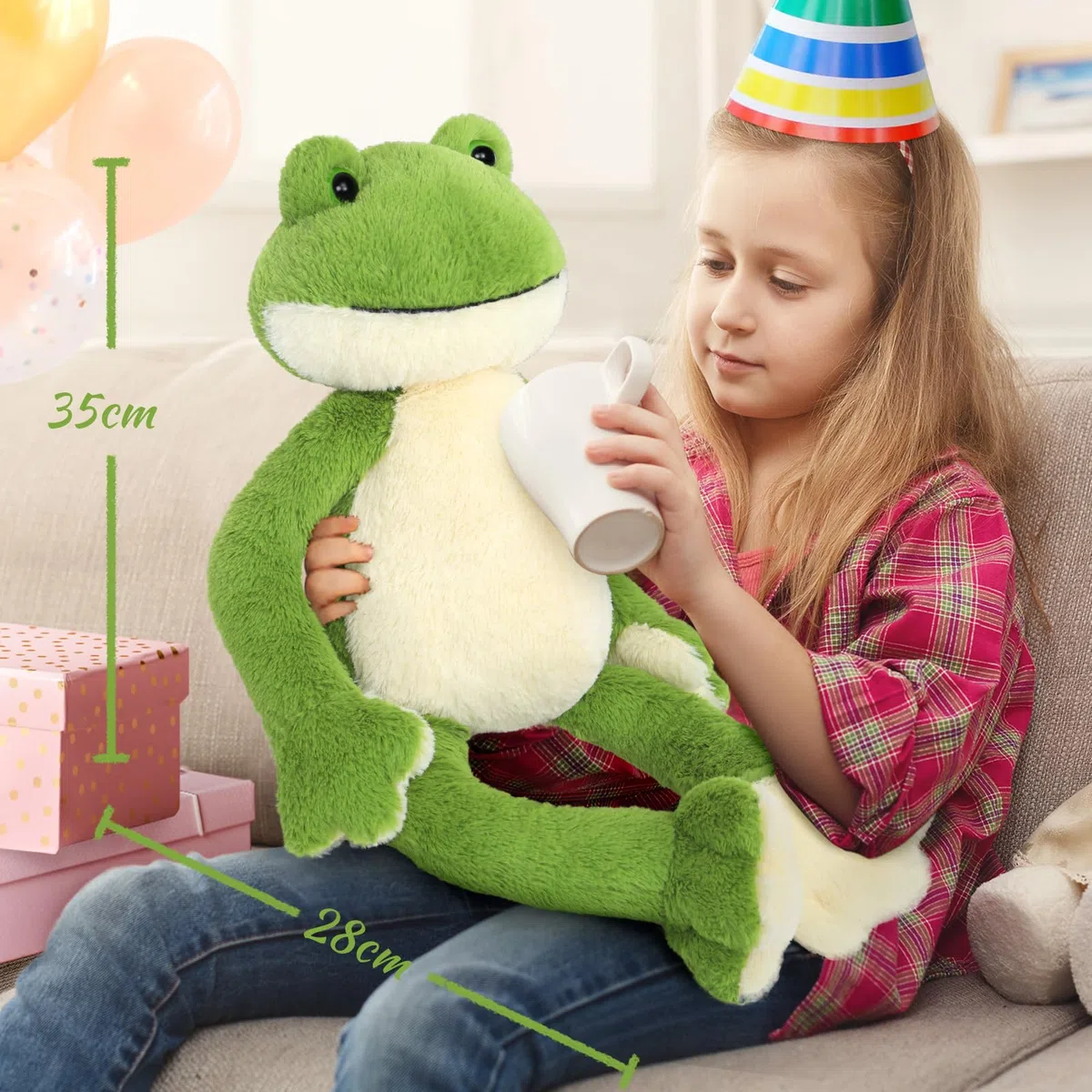 MorisMos Rana Peluche Grande, 60cm Peluche Kawaii, Peluche Animali, Divertente Giocattolo Rana Verde, Cuscino Decorazione Regali di Compleanno Natale per Ragazze Ragazzi