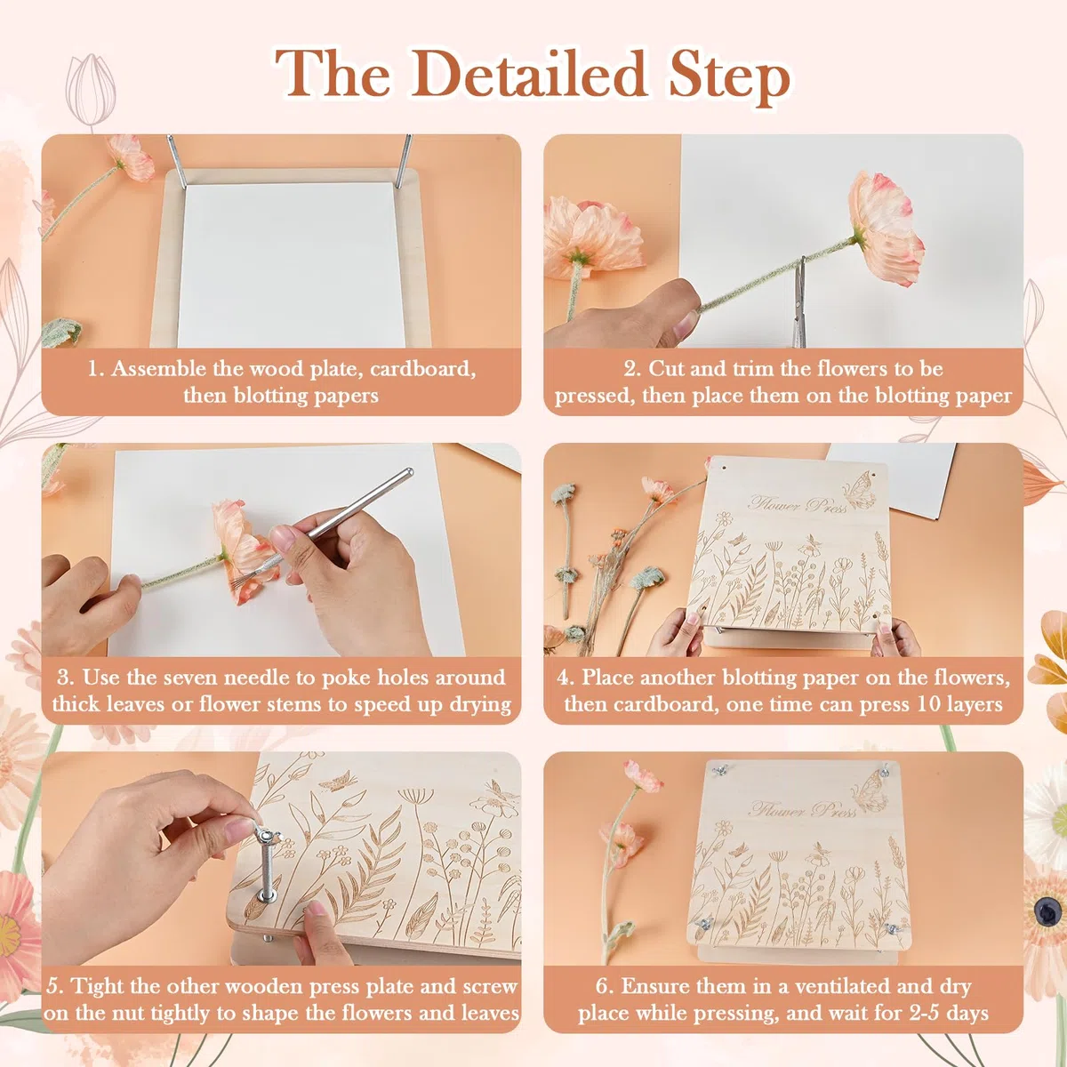 GOLDGE Pressa per fiori extra large per adulti, 27,5 x 27,5 cm, 10 strati, in legno, con custodia, regalo per gli amanti del fai da te e dell'artigianato