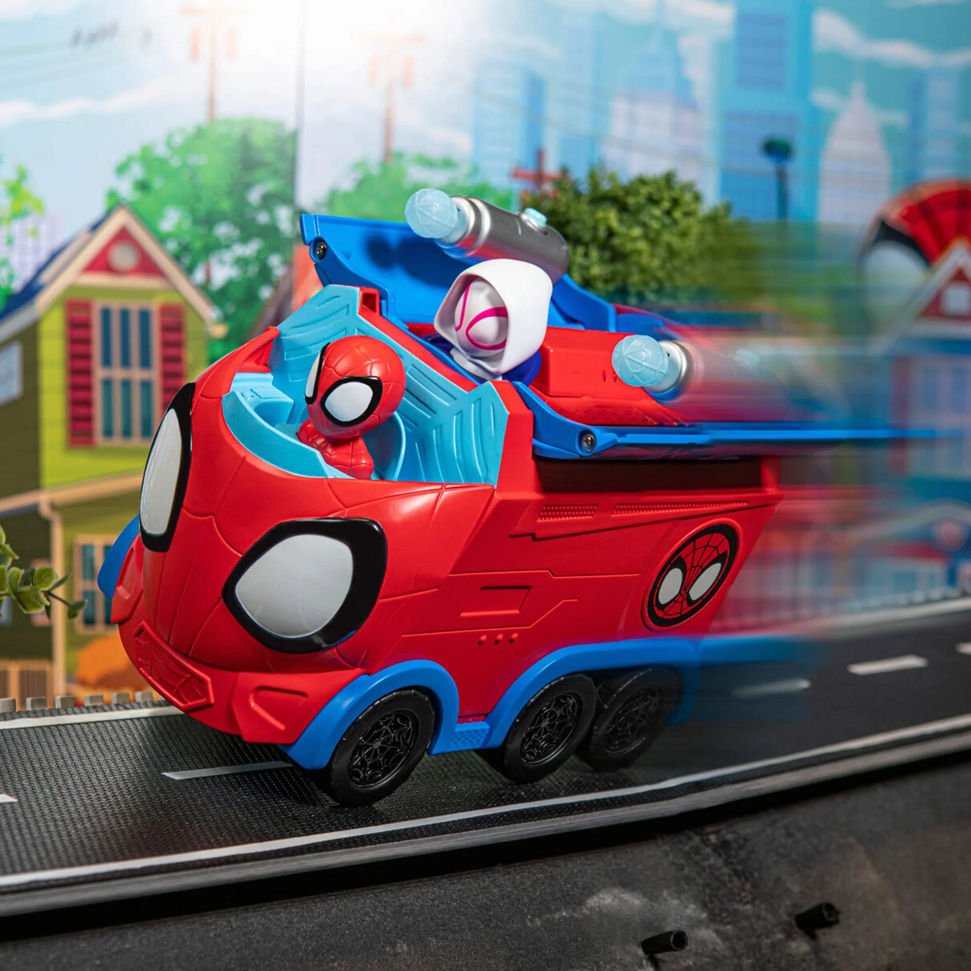 SPIDEY AND FRIENDS- Web Spinning Hauler-Veicolo trasformabile 3 in 1 da 20 cm-Giocattoli con i Tuoi amichevoli Spideys di quartiere, SNF0081