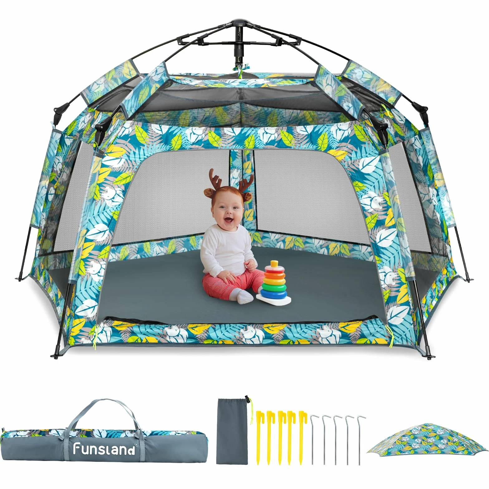 Tenda per Bambini, Tenda Gioco Bambini Cameretta Giardino Interno Esterno Castello Pop Up Casetta, Capanna Campeggio Ragazzo E Ragazza Regalo Natale Compleanno Kids Play Tent, Foresta