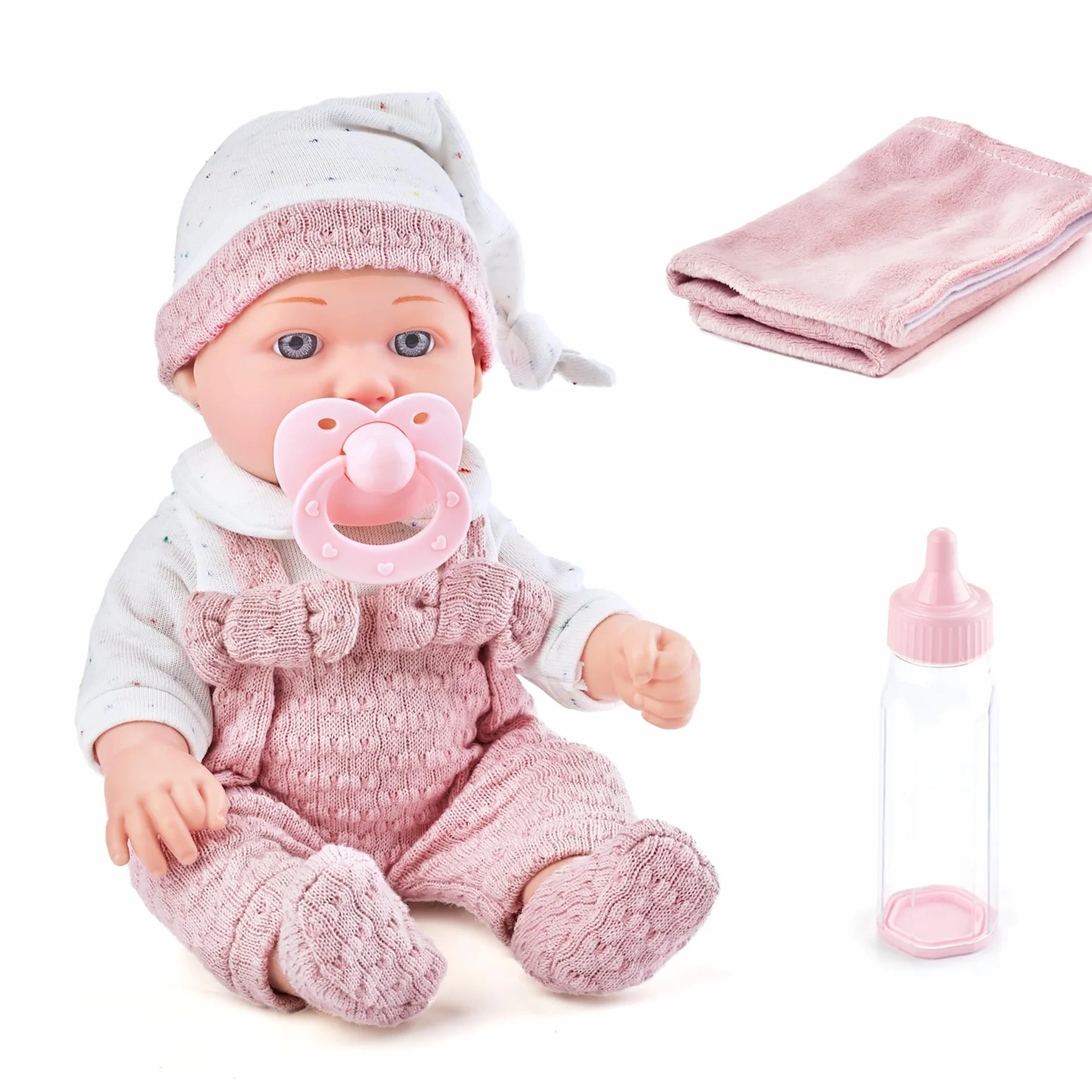 Set di Bambole per Ragazze da 30cm: Include Biberon, Ciuccio, Abiti, Coperta Morbida e Accessori Completi per il Gioco di Finzione, Ideale per Bambini dai 3 Anni In Su.