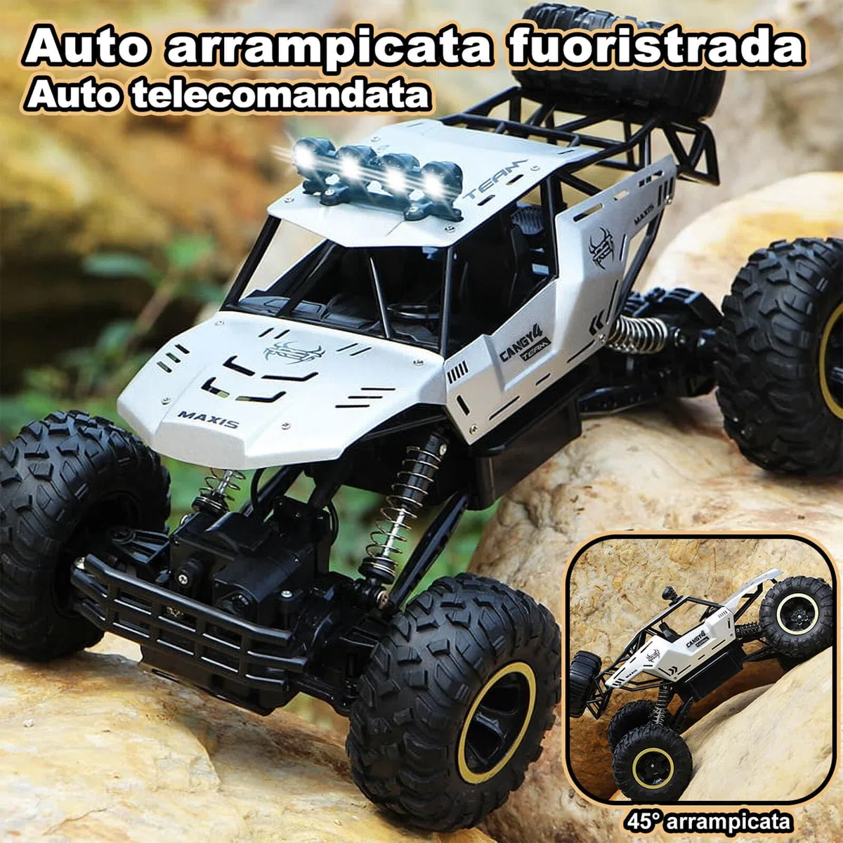 Jiakora 1:12 Grande Macchina Telecomandata per Bambini, 2,4 GHz RC Auto Monster Truck, 4WD Camion Auto Telecomandato con luce LED, 2 batterie, RC Cars Natale Compleanno Regalo per ragazzi dai 3 anni