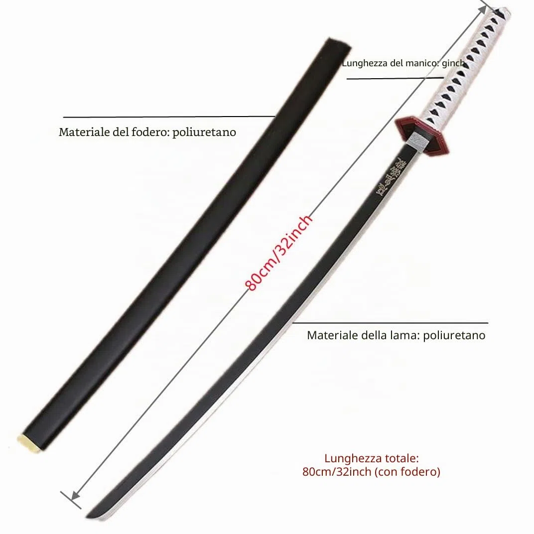 damdos Halloween Prop for Demon Slayer Katana Agatsuma Zenitsu Cosplay Sword Kamado Tanjirou Swords Shinazugawa Sanemi Weapons PU Material Xmas Birthday Gifts (Tomioka Giyuu)