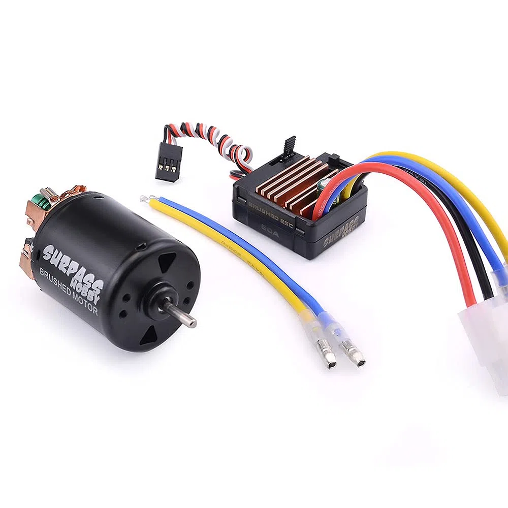 DollaTek 540 21T 4 poli motore spazzolato e 60A spazzolato ESC Combo con 6V / 3A BEC impermeabile 540 motore combo ESC per 1/10 RC auto da corsa