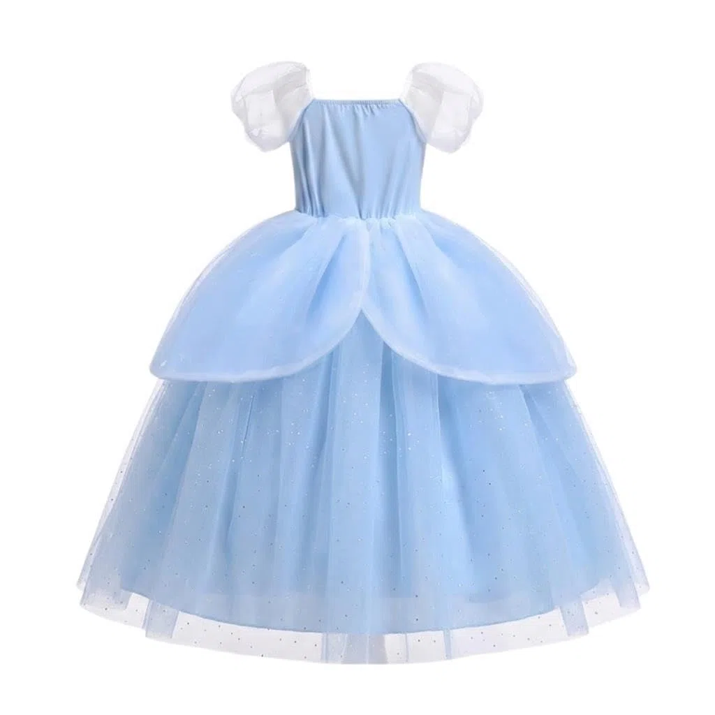 Lito Angels Vestito Costume da Principessa Cenerentola con Guanto per Bambina Ragazza Taglia 2-7 Anni, Blu