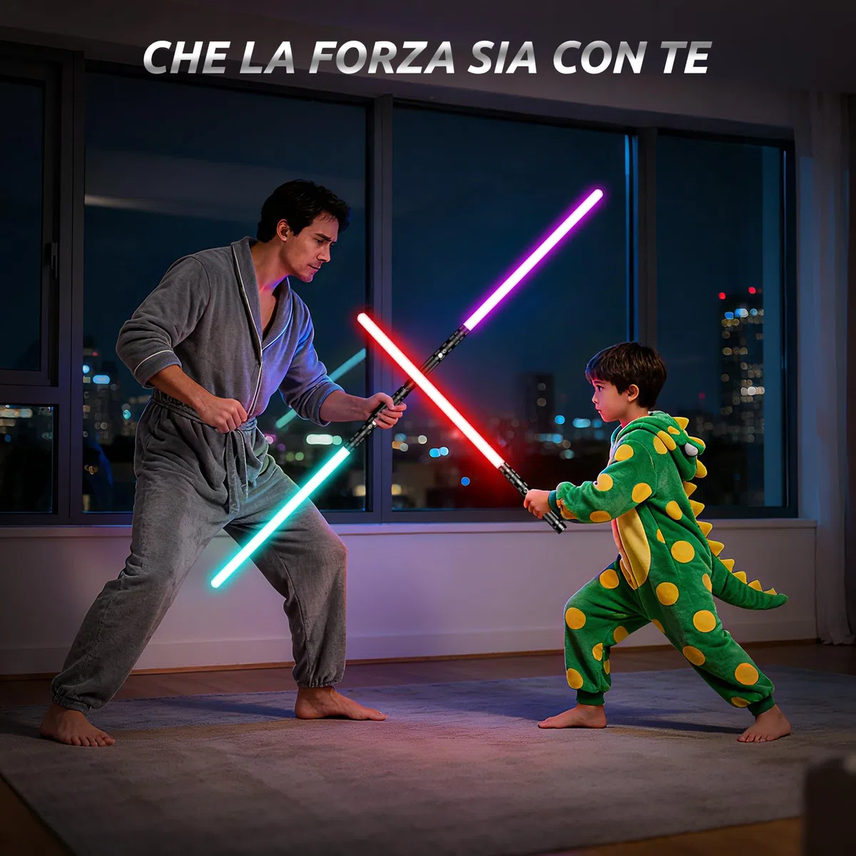 Spada Laser, 2 in 1 Spada Laser per Bambini, Ricarica USB RGB 16 Colori Lightsaber Suoni Simulati di Combattimenti, Regali per Bambini, Feste di Halloween, Cosplay (2 pz.)