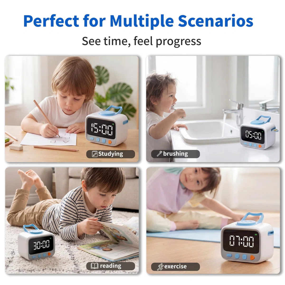 Timer per conto alla rovescia visivo con 200 adesivi premio medaglia, per premi per bambini, timer digitale ricaricabile per ADHD, strumento di studio a casa e aula
