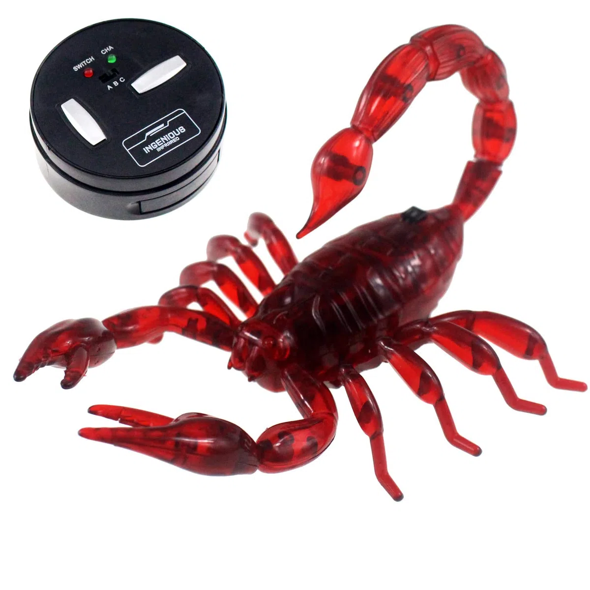 Scorpione radiocomandato realistico con telecomando a forma di animale, elettronico, giocattolo spaventoso per Halloween, regalo di compleanno per bambini (rosso)
