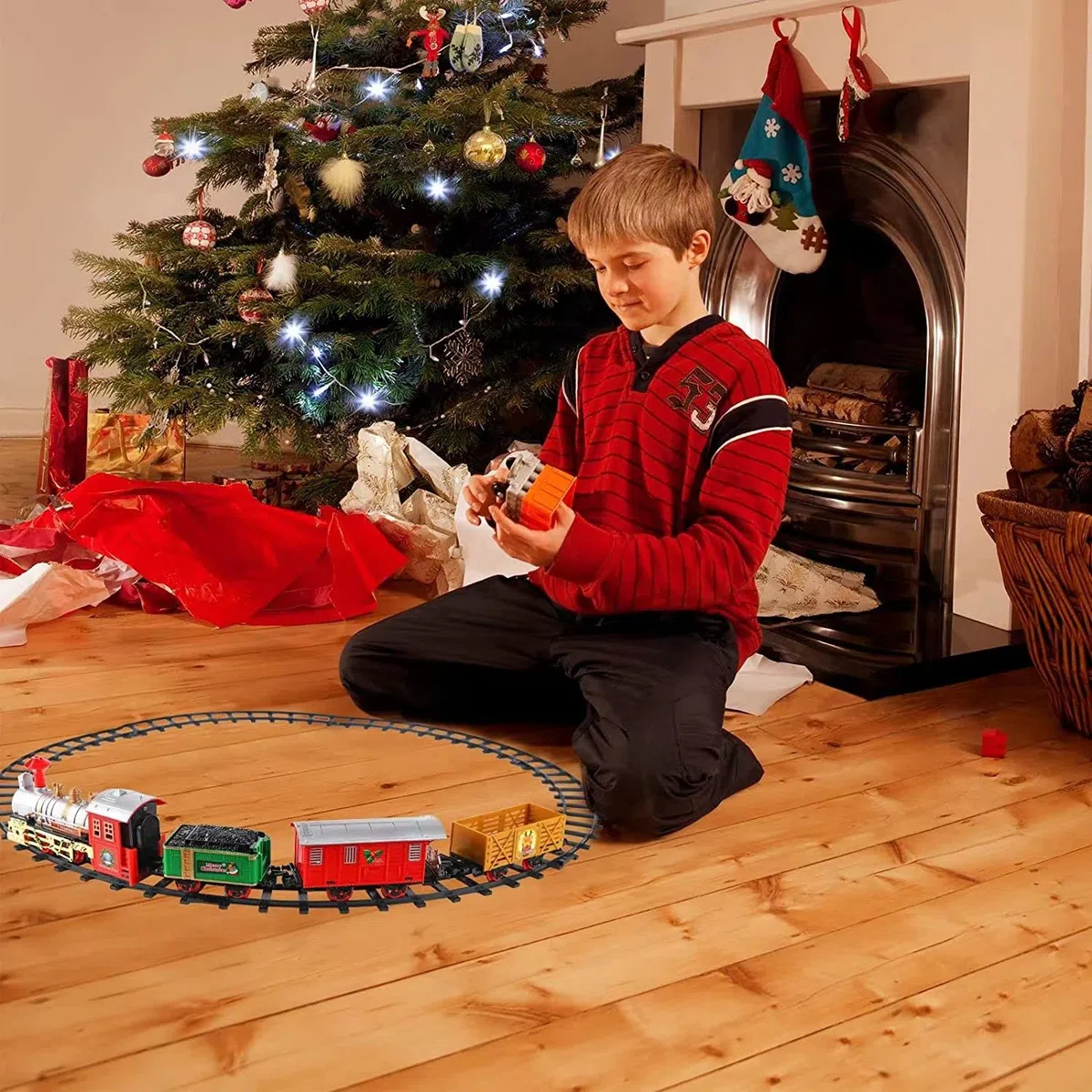 Trenino elettrico ，Trenino Natale con Luci e Suoni per Natale Decorazioni Trenino di Decor Casa Regali figlio adulto/Funzionamento a batteria