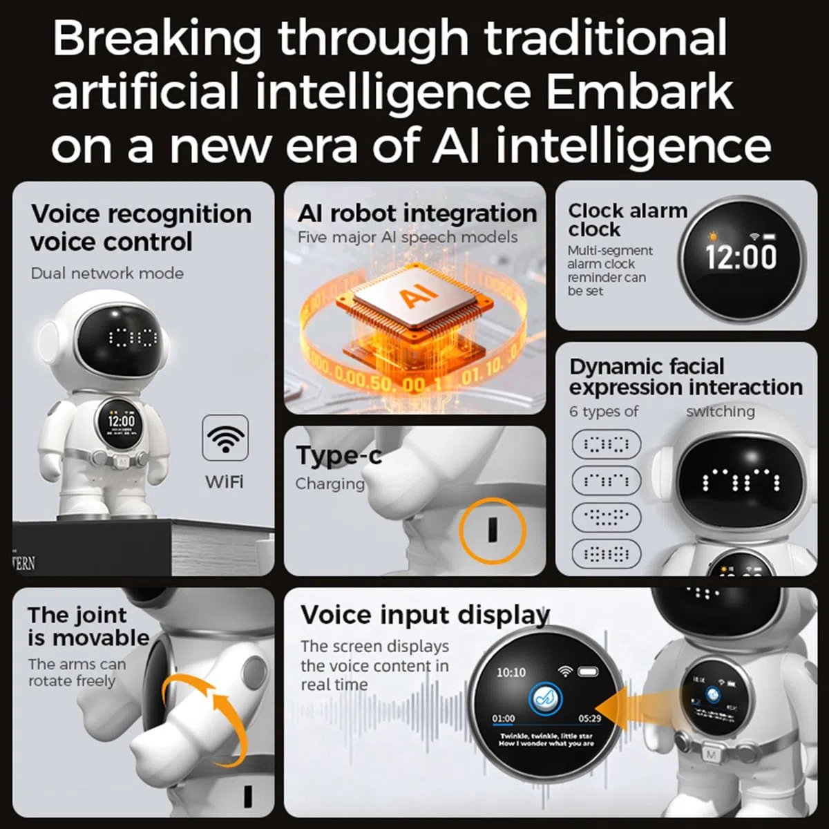 Robot Intelligente AI per Bambini, Altoparlante WiFi con APP per L'apprendimento, Compagno di Giocattoli Educativi AI Interattivo Che Supporta Conversazioni a più Turni