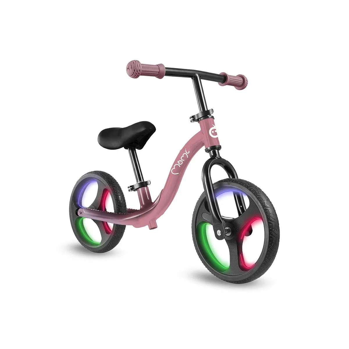 Momi Bicicletta senza pedali ISOKA per bambini 2+ anni (max 35 kg), telaio in metallo leggero 3,5 kg, regolazione altezza manubrio e sella senza attrezzi, ruote in gomma TPR con LED