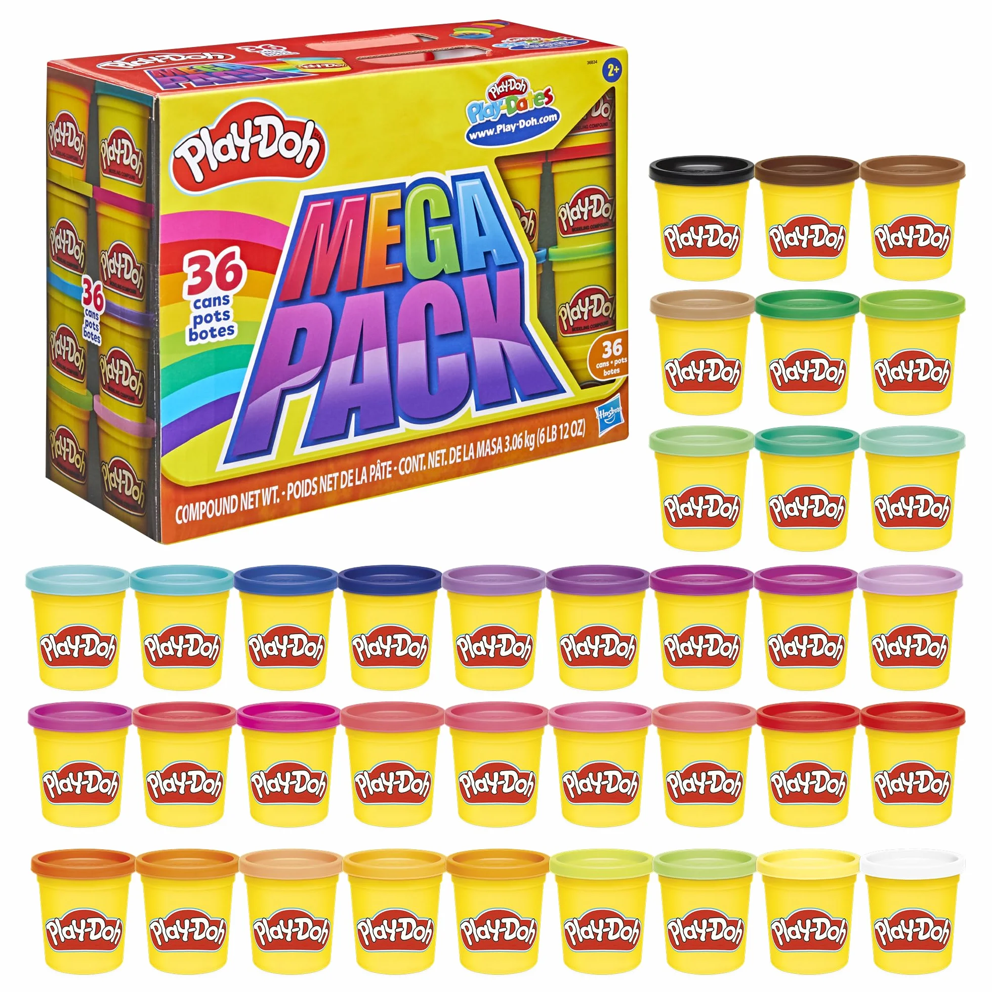 Play-Doh Mega Pack, Set di Plastilina Creativa da 36 Vasetti da 84 g di Pasta Modellabile di Diversi Colori, Idea Regalo per Bambini e Bambine dai 2 Anni in su