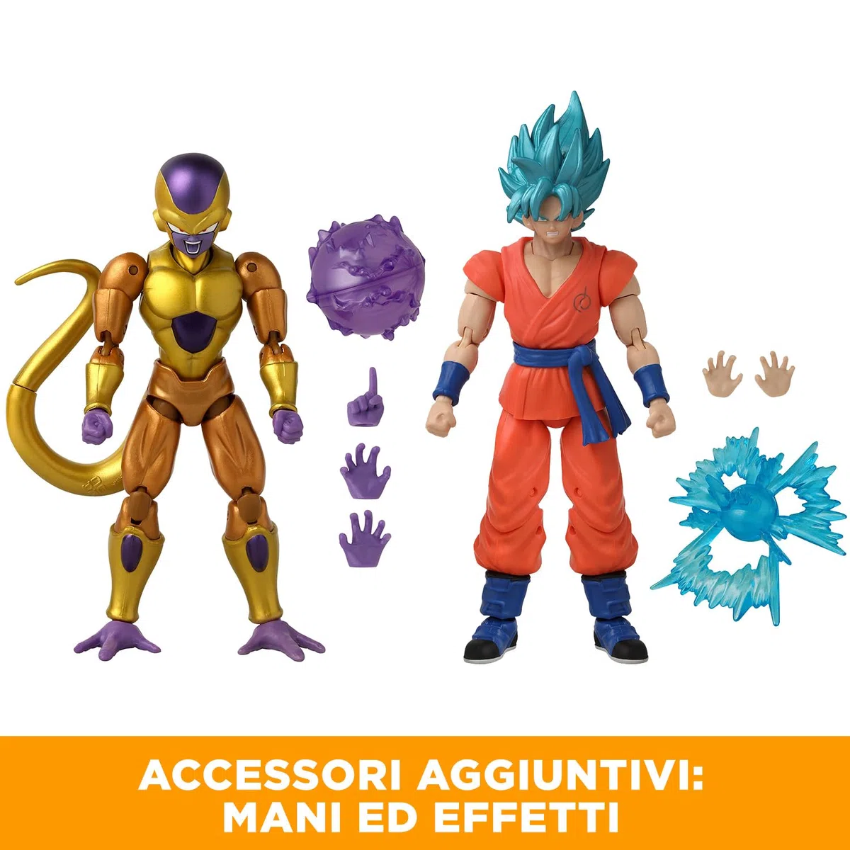 BANDAI Dragon Ball Super Figure Dragon Stars 17 cm - Battle Pack - Golden Freezer vs Super Saiyan Blue Goku - Confezione da 2 Figure articolate - Giocattolo per Bambini dai 4 Anni in su - 37169