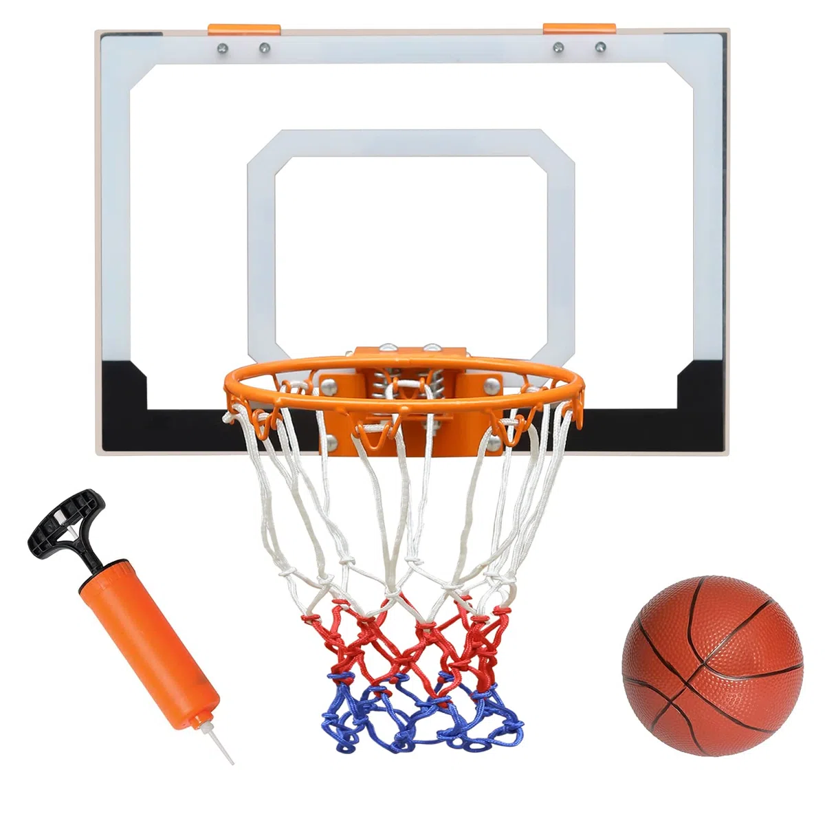 Basketball Hoop a parete, 18 "x 12" sfondo trasparente infrangibile, rete per tutte le intemperie, porta a parete Indoor Outdoor Basketball Game (Includere 1 palle e pompa dell'aria)
