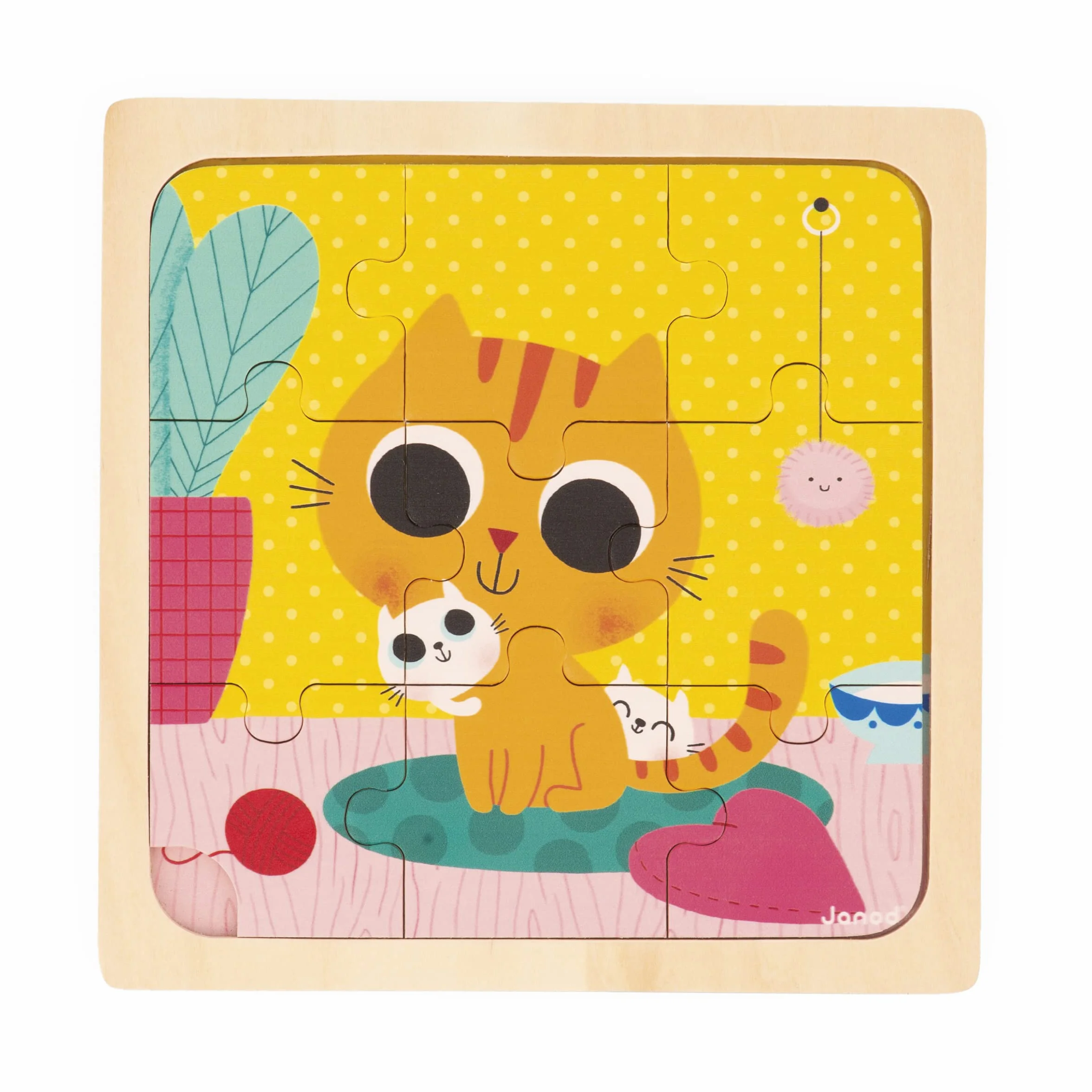 Janod - 3 Puzzle in Legno da 9 Pezzi - Gallina, Gatto, Coniglio - Giocattolo per Bambini - Gioco Educativo Prima Infanzia - Dai 18 Mesi, J07113