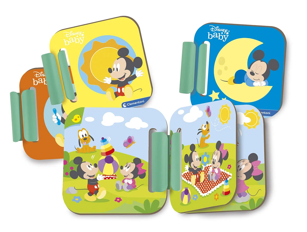 Clementoni Baby - Disney Baby Mickey Prime Storie, Peluche Raccontastorie Interattivo per Bambini 12+ Mesi, con 4 Libricini Illustrati, 100% Lavabile, Lingua Italiana, 17734