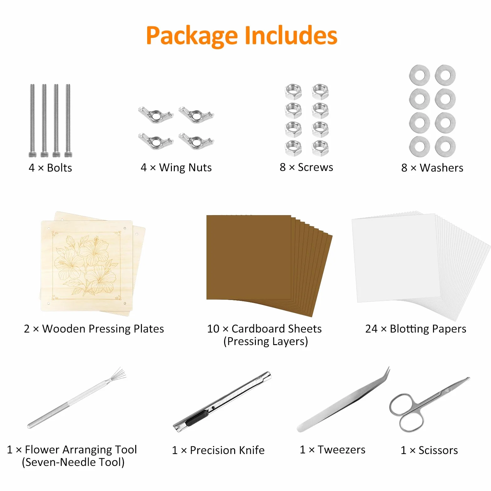 Kit di pressa per fiori in legno per piante - 27,5 x 27,5 cm - Kit fai da te per pressare e asciugare fiori e piante - Riutilizzabile - Per adulti e bambini - Per gli amanti della