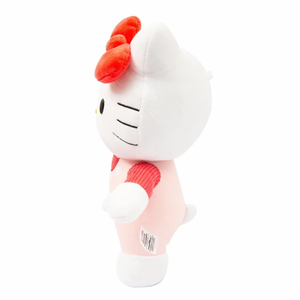 Hello Kitty Giochi Preziosi Morbido Peluche Hello Kitty 30 cm con Outfit alla Moda, Gonna in Jeans, Fiocco Rosa e Maglia A Righe Rosa Adatto per Bambini dai 3 Anni
