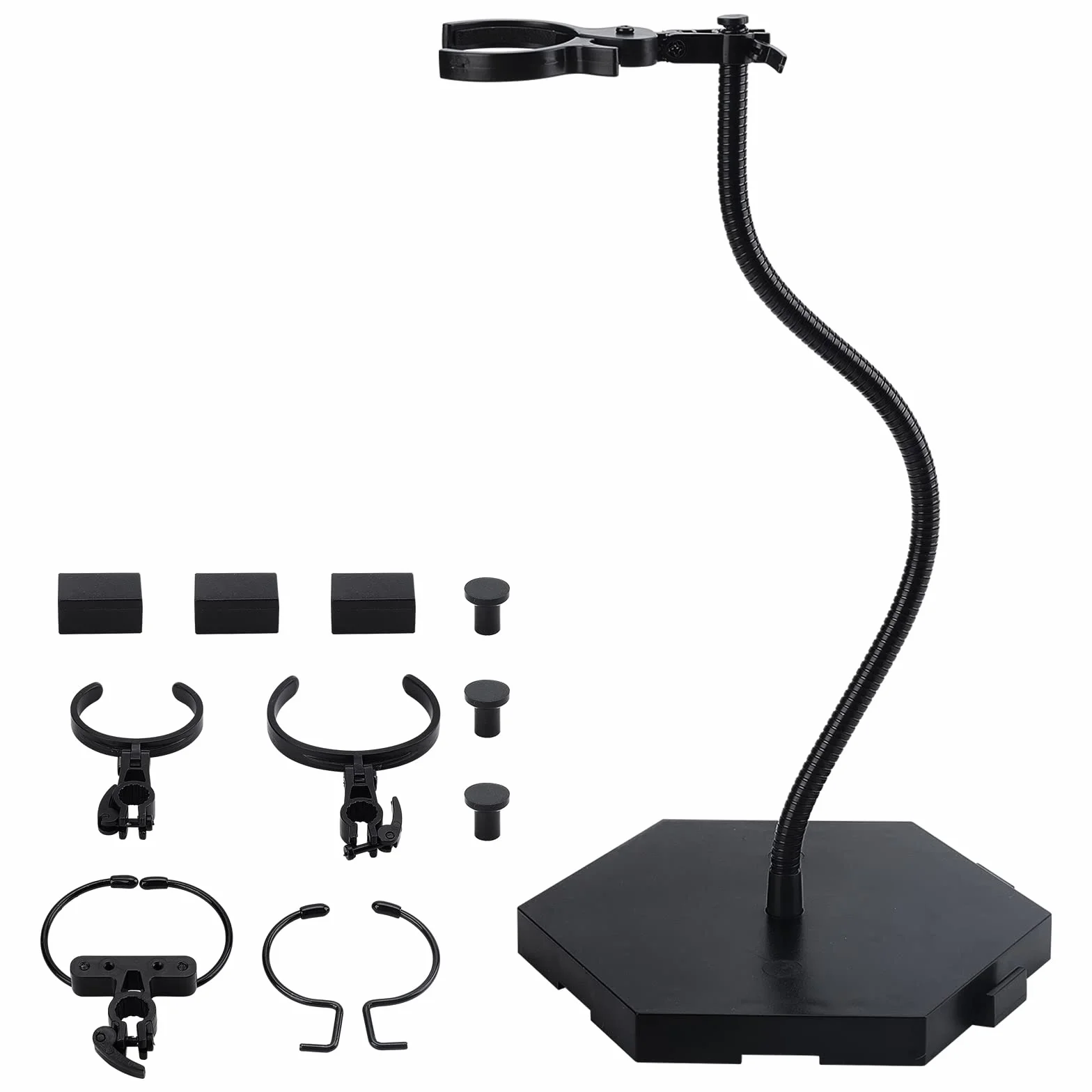 FINGERINSPIRE Action Figure Display Base Supporto per Figure per Bambole Nero Tubo Flessibile in Metallo Scala 1/6 1/9 1/12