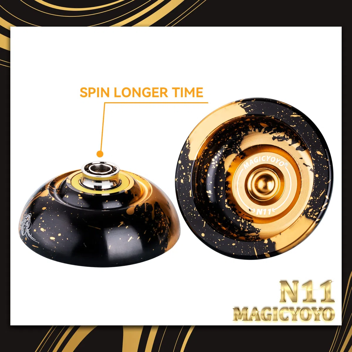 MAGICYOYO JoJo N11 Plus - Jojo professionale reattivo per bambini, in metallo a due scopi con modalità Yoyo non reagente + kit Yo-yo + 12 corde Yoyo + borsa Yo-yo