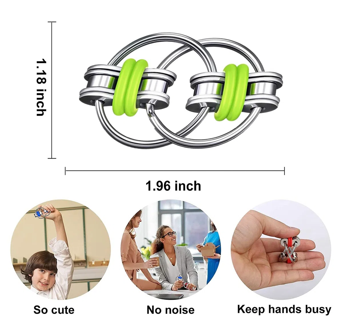 mciskin Fidge Toy Set include sei Roller Chain Fidget e chiave Flippy Chain Riduttore di stress per autismo stress e ansia (verde-1 confezione)