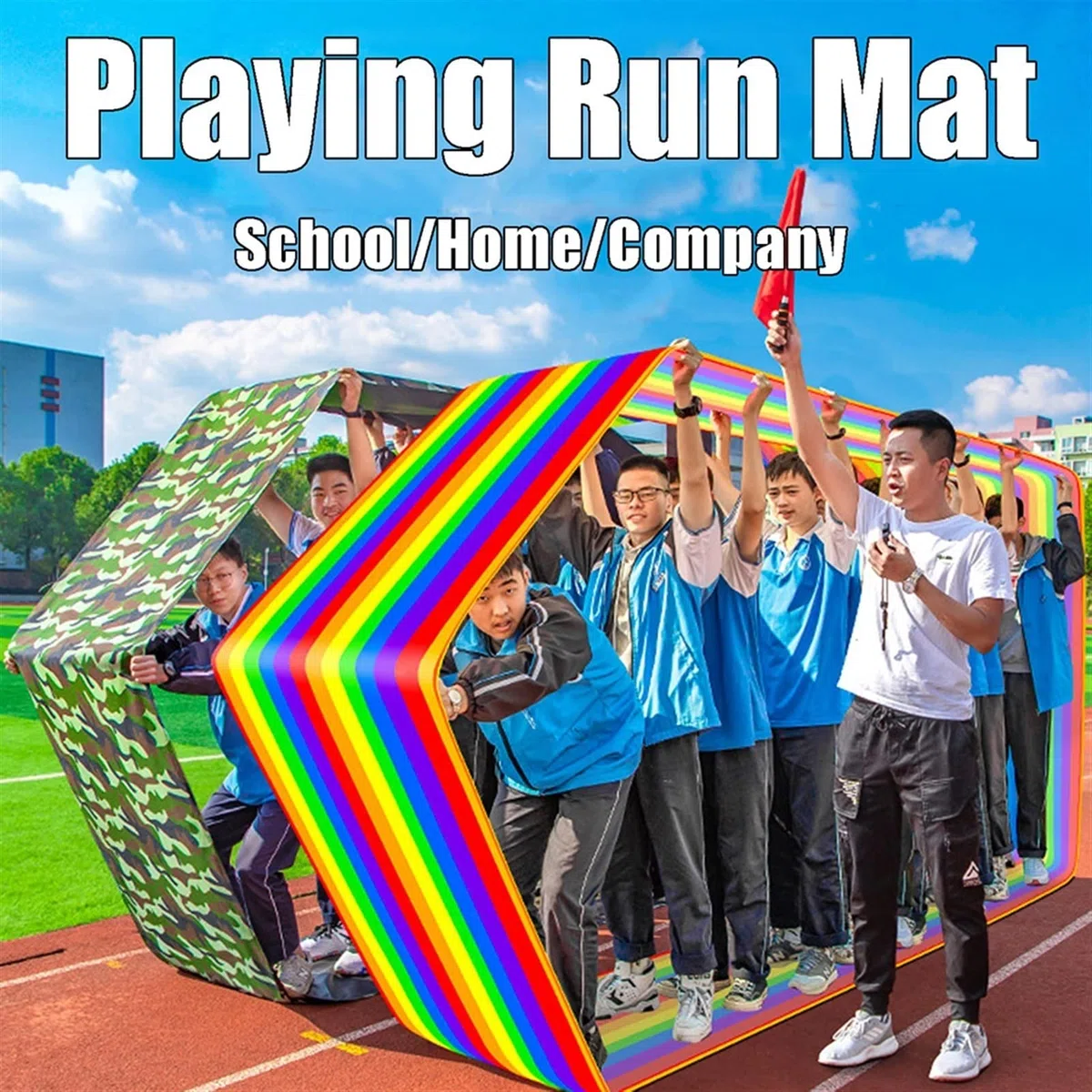 Gioco da Giardino Tappetino da Corsa per Gioco di Squadra da Prato All'aperto, Tappetino da Corsa Arcobaleno per Bambini Adulti Divertenti, Attrezzatura per Giochi di Team Building