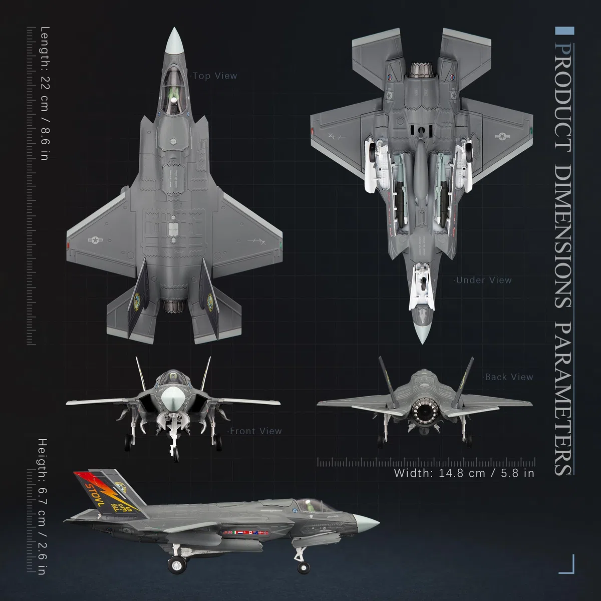 1/72 F-35B Lightning II (Stato di Base) Modello Aereo Militare in Lega per la Raccolta e l'Esposizione