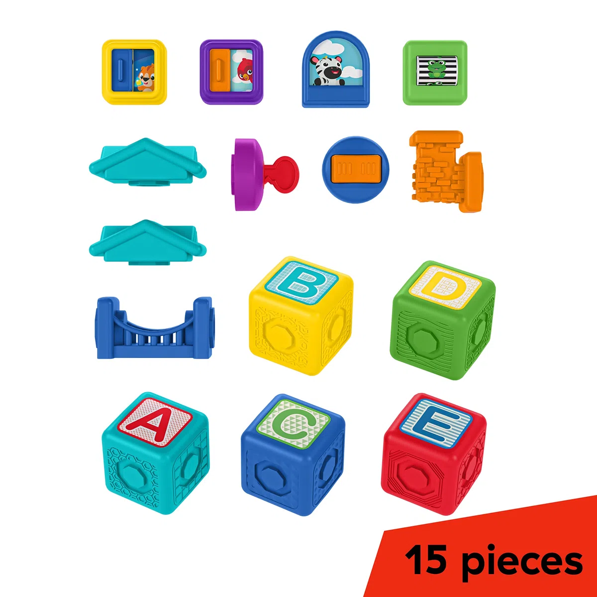 Baby Einstein Blocchi magnetici multiattività per costruzioni Bridge & Learn, 6 mesi in su, 15 pezzi
