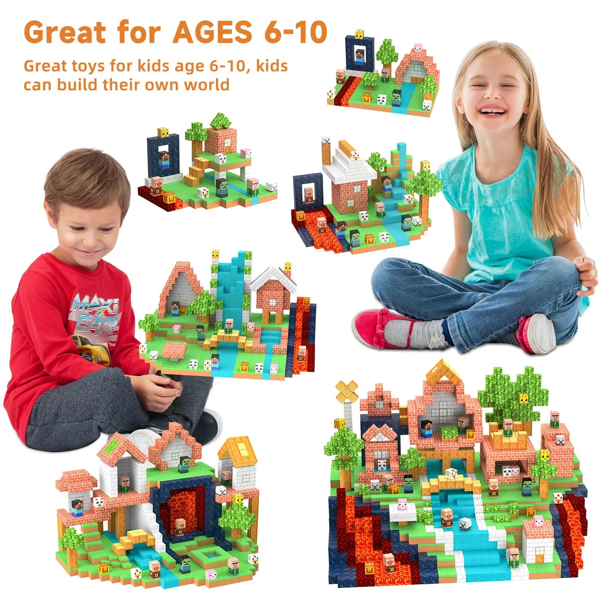 JauniQ Blocchi magnetici, 200 pezzi, giocattoli magnetici sensoriali, compleanni, adatti per bambini 3 4 5 6 7 8 anni, giocattolo creativo per bambini