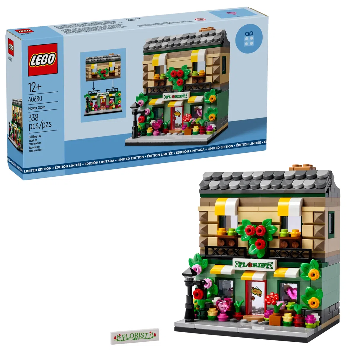 LEGO Flower Store 40680 - Modellino da collezione con dettagli interni, design personalizzabile, ottimo regalo per adulti e adolescenti, 337 pezzi