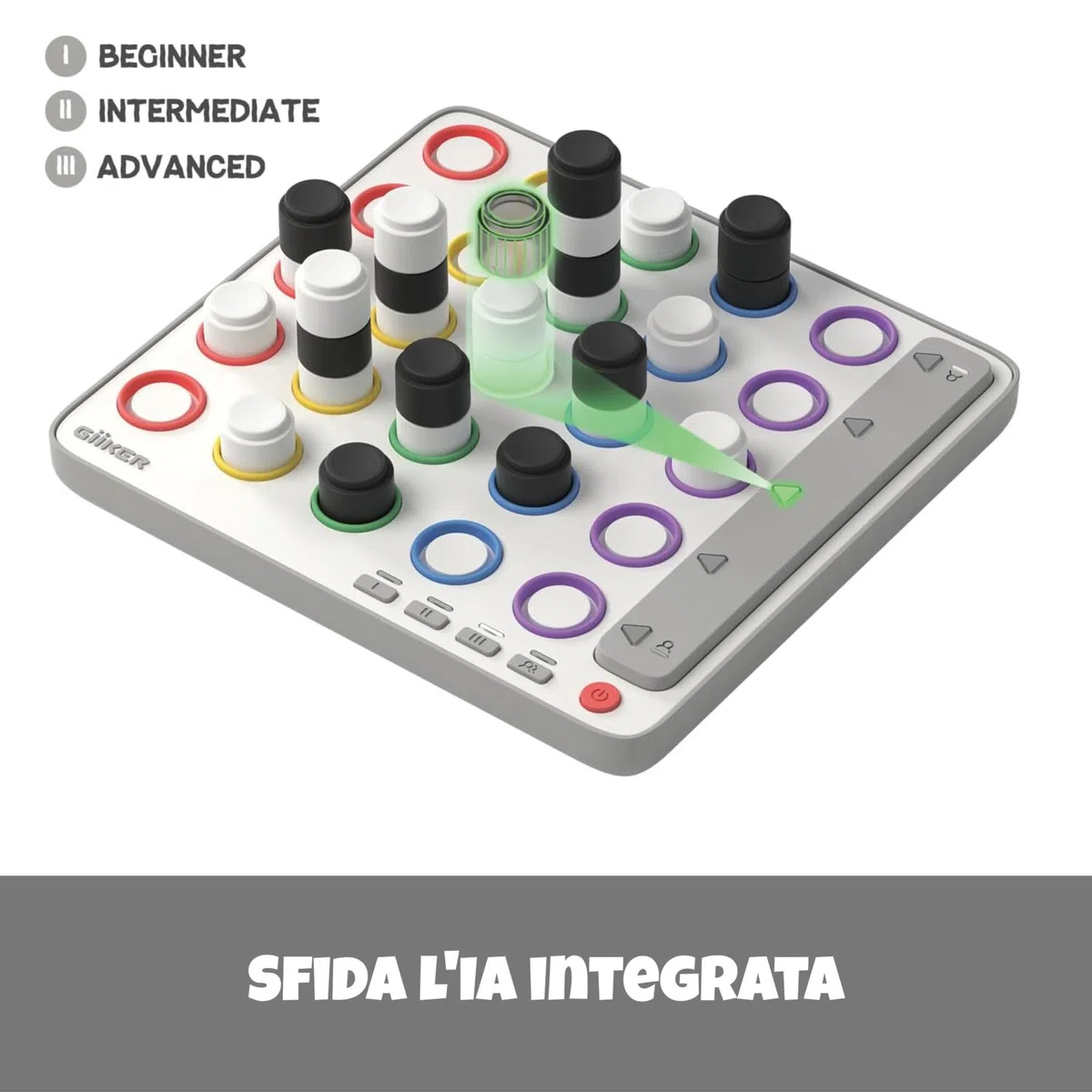 GiiKER Smart Four, gioco 3D AI Four in a Row, giochi da tavolo strategici con arbitro integrato per 1-2 giocatori, giochi da viaggio per bambini e famiglie, regali per le feste