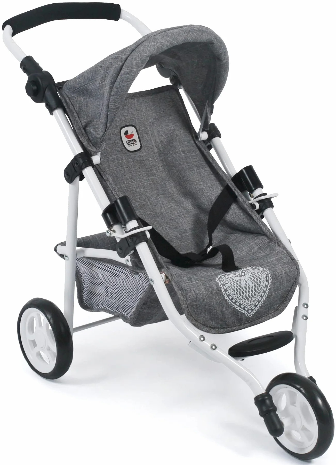 Bayer Chic 2000 - Passeggino per bambole, Lola, jogging, jogger, passeggino per bambole, passeggino per bambole, jeans grigio, 70 x 33 x 62 cm
