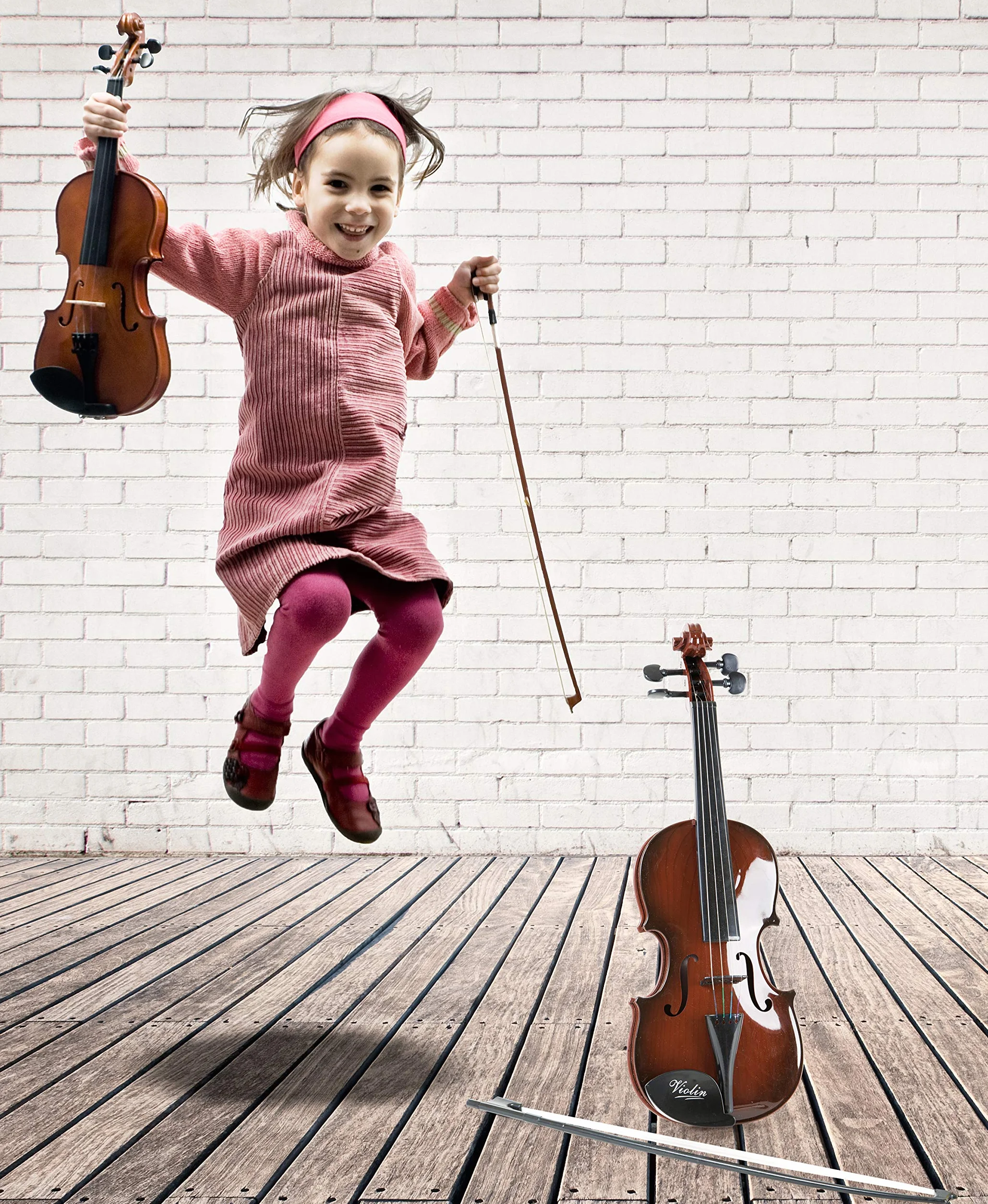 7027 Violino "Classico" small foot in plastica, con ottica in legno, incl. archetto nero, a partire da 4 anni