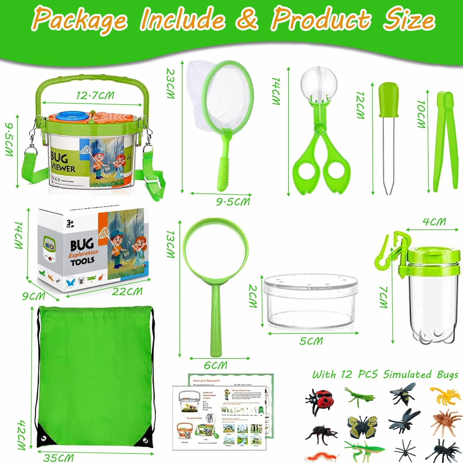 Set di Giocattoli per Esploratore All'aperto - 23 Pezzi Bambini Esploratore Set Con 12 Falsi Insetti, lente d'ingrandimento, Regalo di Compleanno per Bambini Giocattoli Educativi di Natale