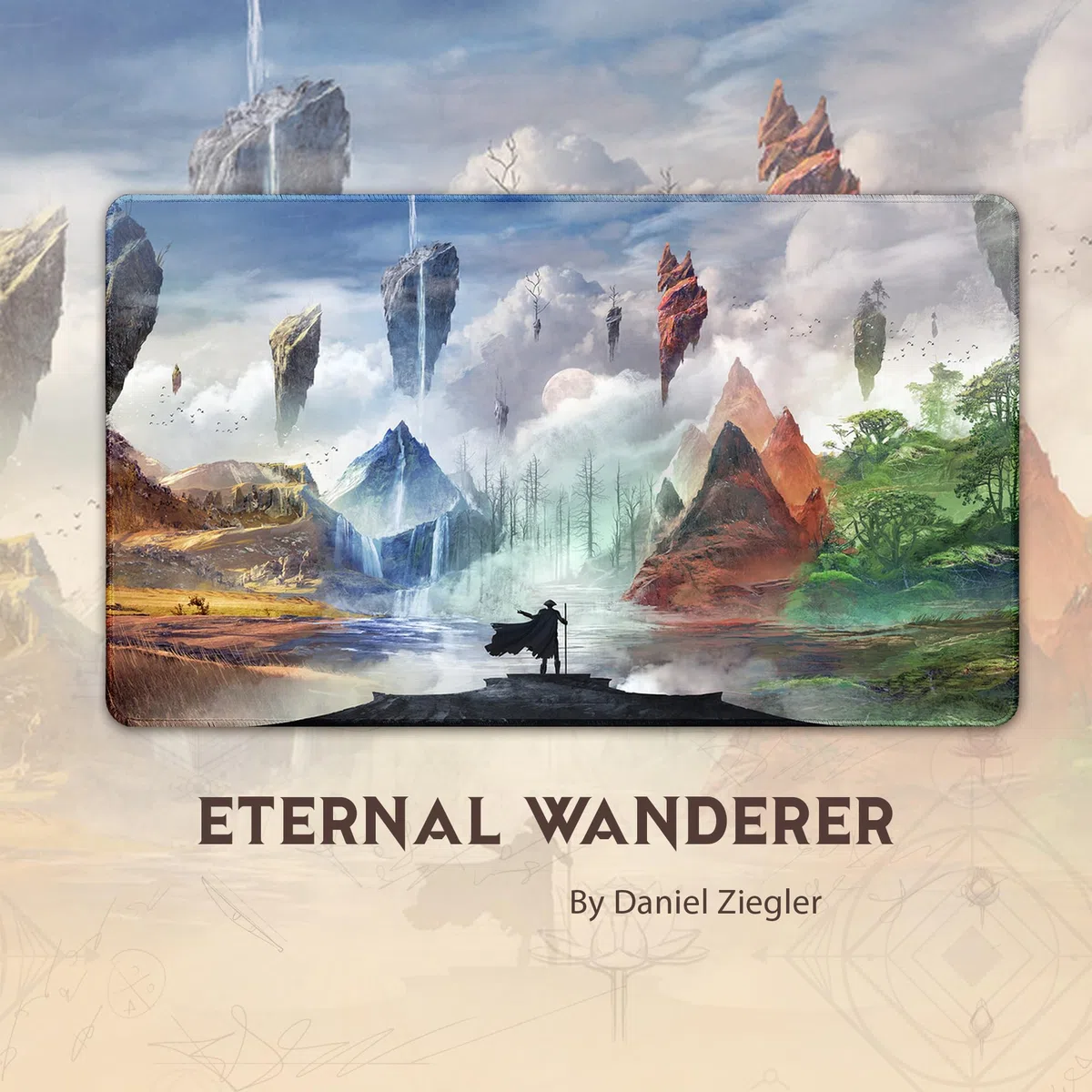Eternal Wanderer (Bordi cuciti) - Tappetino da Gioco MTG - Compatibile con Tappetino da Gioco Magic The Gathering - Gioca a MTG, YuGiOh, TCG - Disegni Originali