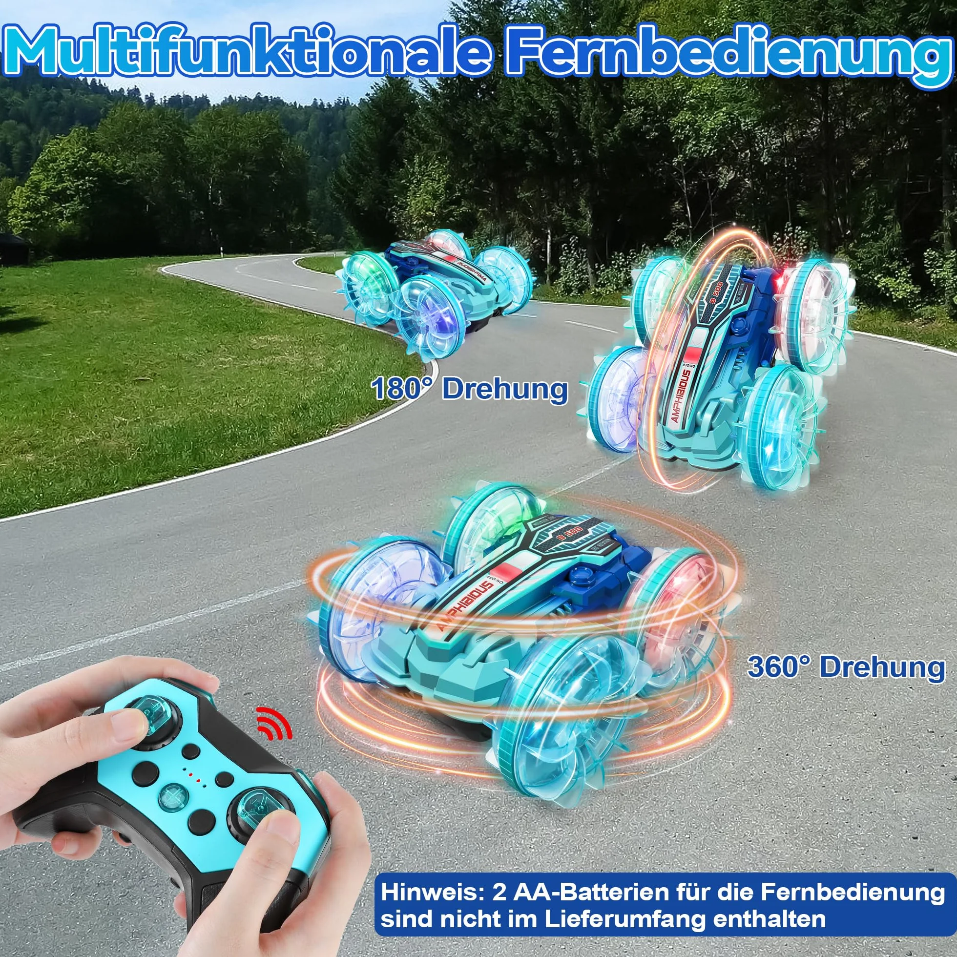 Macchina Telecomandata per Bambini - Macchina Radiocomandata Anfibia 4x4 con Luce Macchinina Telecomandata Bambino Auto Telecomandata Bambino Giochi Regalo per Bambini 3 4 5 6 7 8-12 Anni