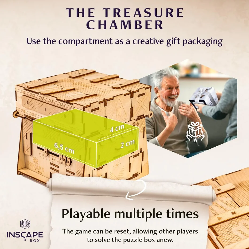 INSCAPE Cosmic Artifact – Cluebox – Level 5 molto pesante – Scatola puzzle in legno – Puzzle Box – Escape Room gioco per adulti – Giochi di aglio – Puzzle in legno 3D – Giochi di pensiero
