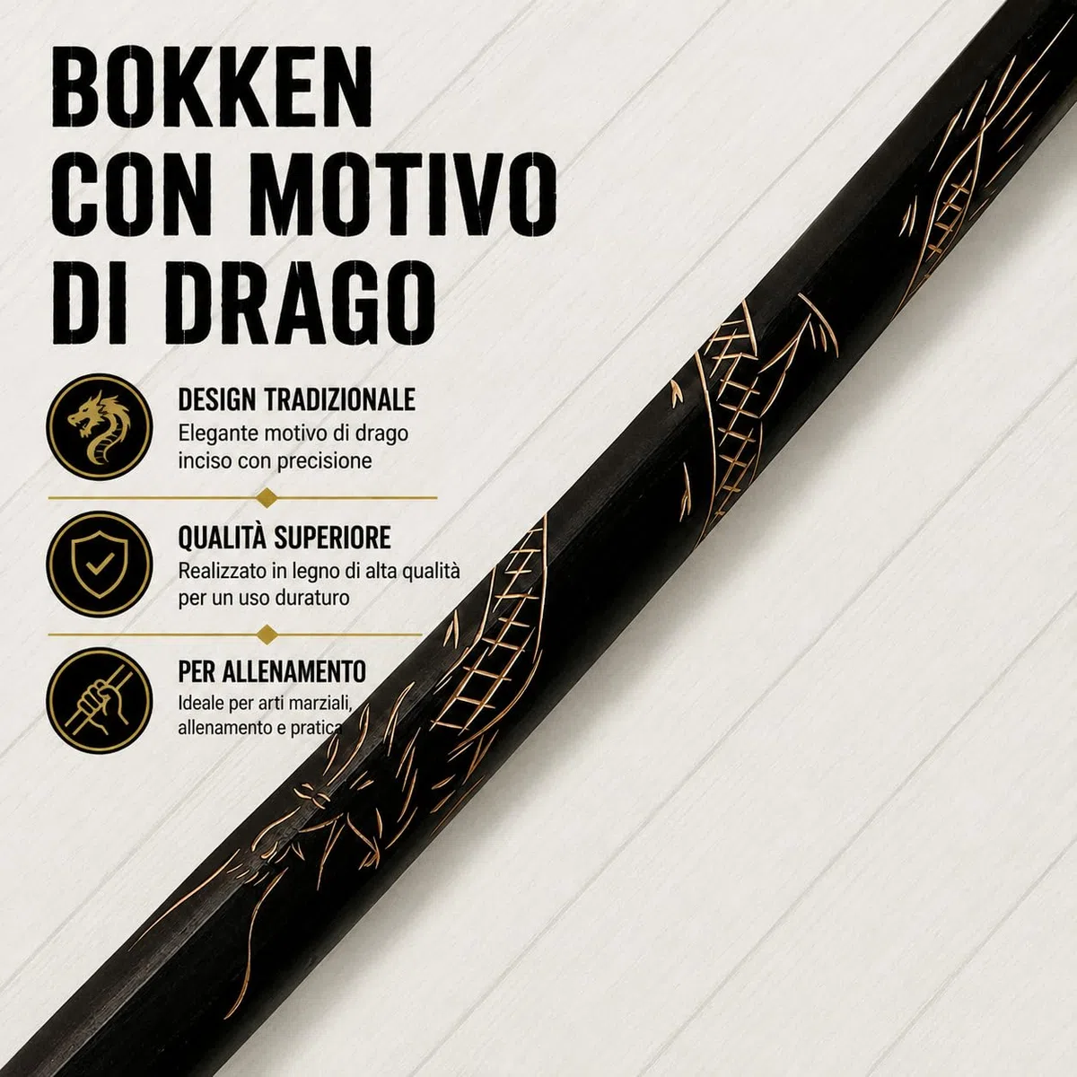 Bokken in legno, Shinai, Katana Wakizashi Tanto, Spada Kendo Accessori per armi in legno, Allenamento di combattimento con spada Kendo, Spada Samurai, Gioco di ruolo Cosplay Iaido