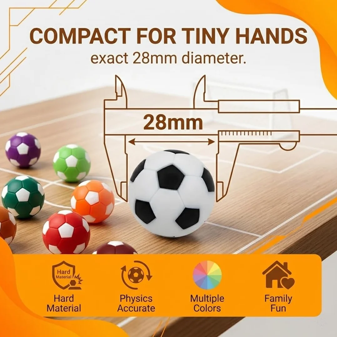Palline Calcio Balilla 8 Set, Biliardino Da Tavolo 28Mm, Mini Piccole Palle Ricambio Per Accessorio Gioco Tavola Biliardino, Per Amici, Famiglia, Bambini E Adulti, Aumenta Il Divertimento