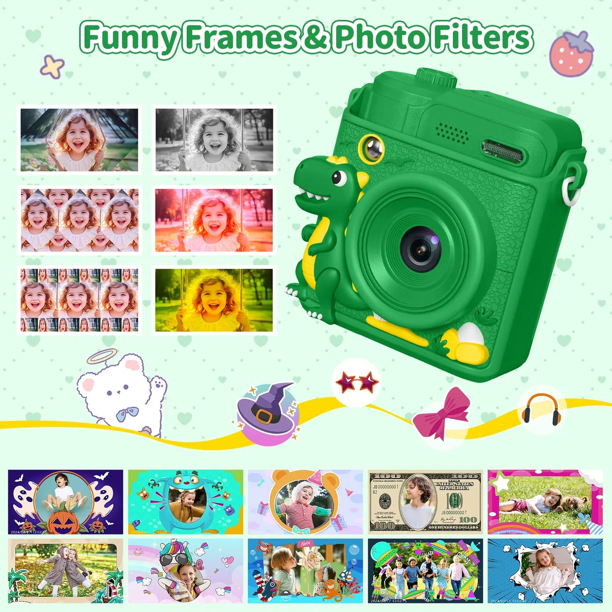 Gofunly Macchina Fotografica Bambini Istantanea, Fotocamera Istantanea 1080P HD Schermo per Bambini con 32GB Scheda, Fotocamera Digitale Regalo per Ragazze Ragazzi da 3-12 Anni