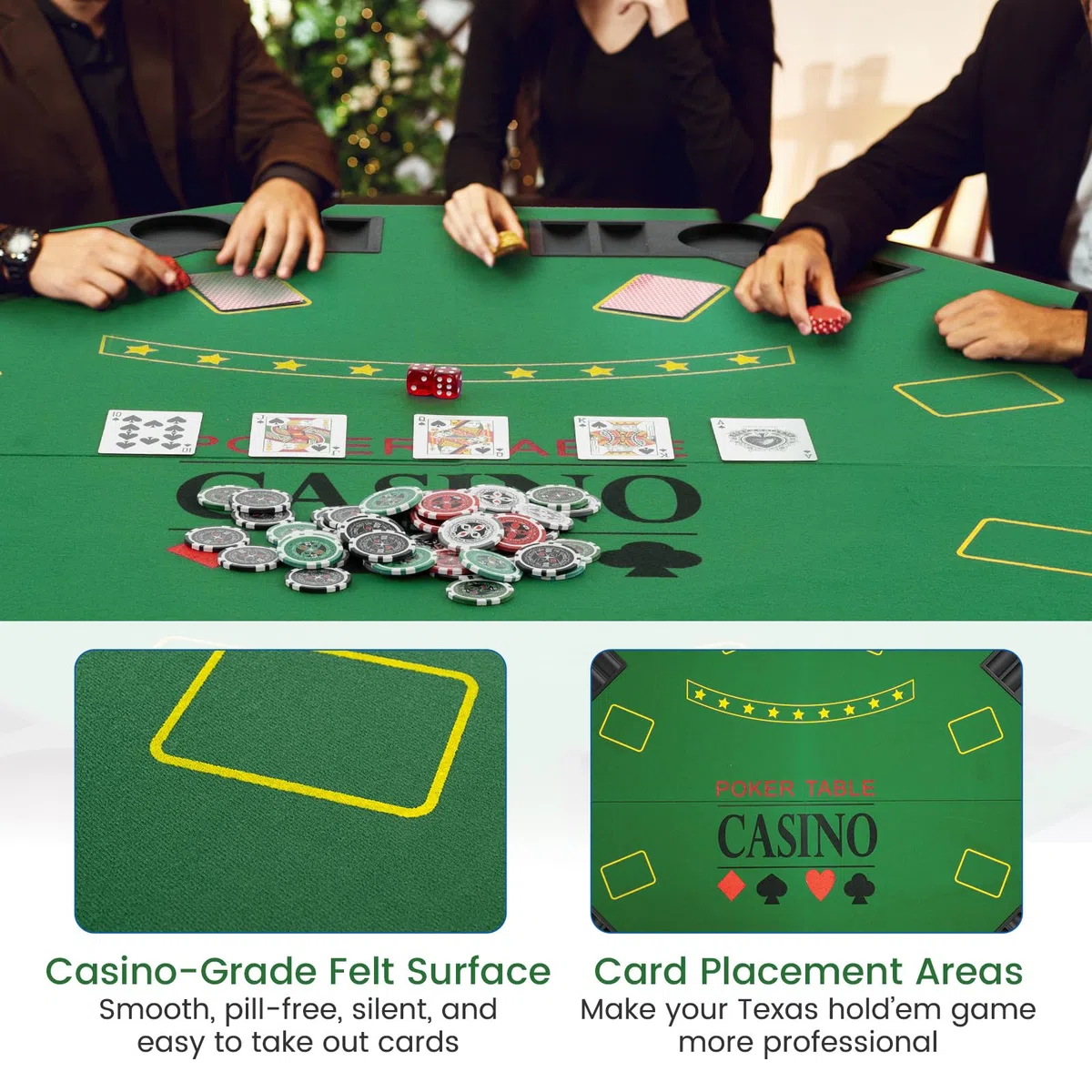 Giantex 121,9 cm tavolo da poker ottagonale top verde 8 lettore di quattro volte pieghevole da tavolo pieghevole e custodia per il trasporto, verde scuro