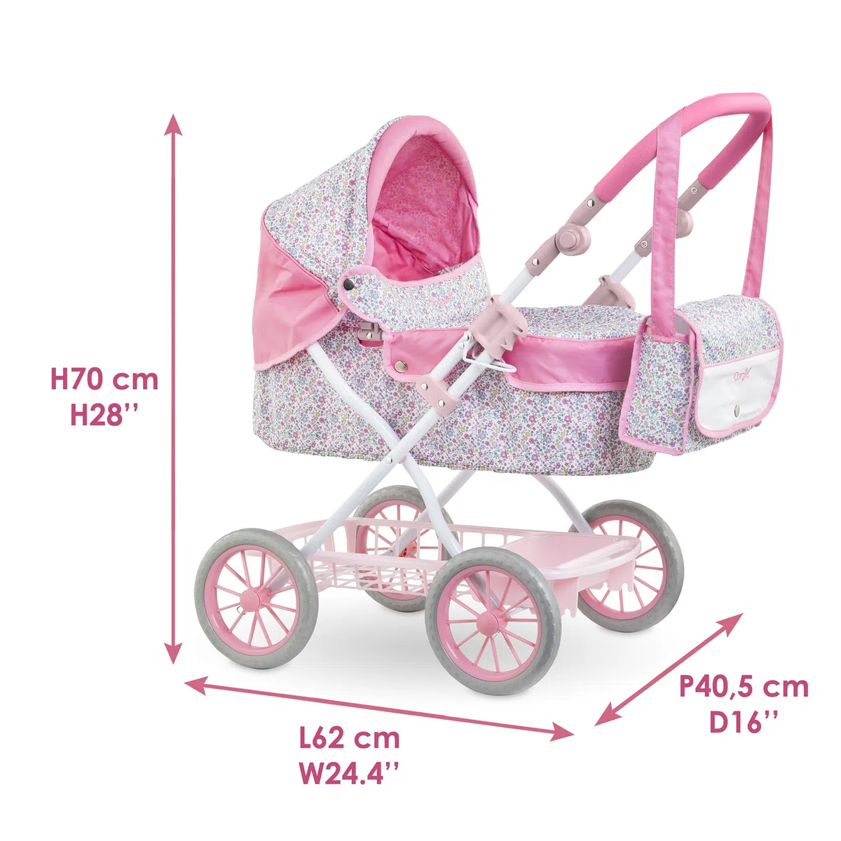 Corolle - Carrozzina floreale, accessorio, per poponi 36 cm, 42 cm e 52 cm, dai 3 anni, 9000141860