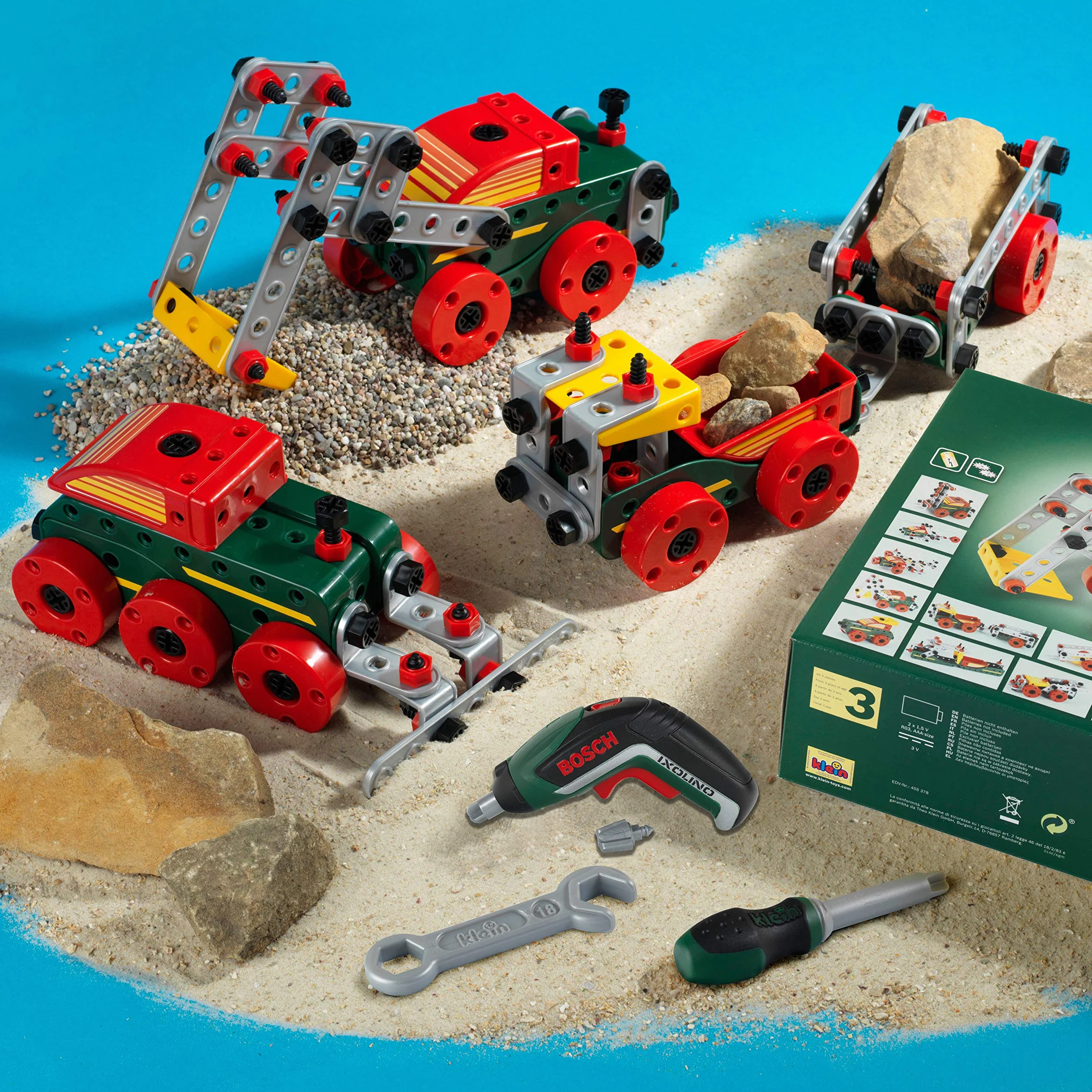 Theo Klein 8497 Set da Costruzione Multi-Tech con Ixolino Bosch, 107 Pezzi da Costruzione, Ixolino a batterie con Luce e Suono, 32 x 27 x 9,5 cm, Giocattolo per Bambini a Partire dai 3 Anni di età