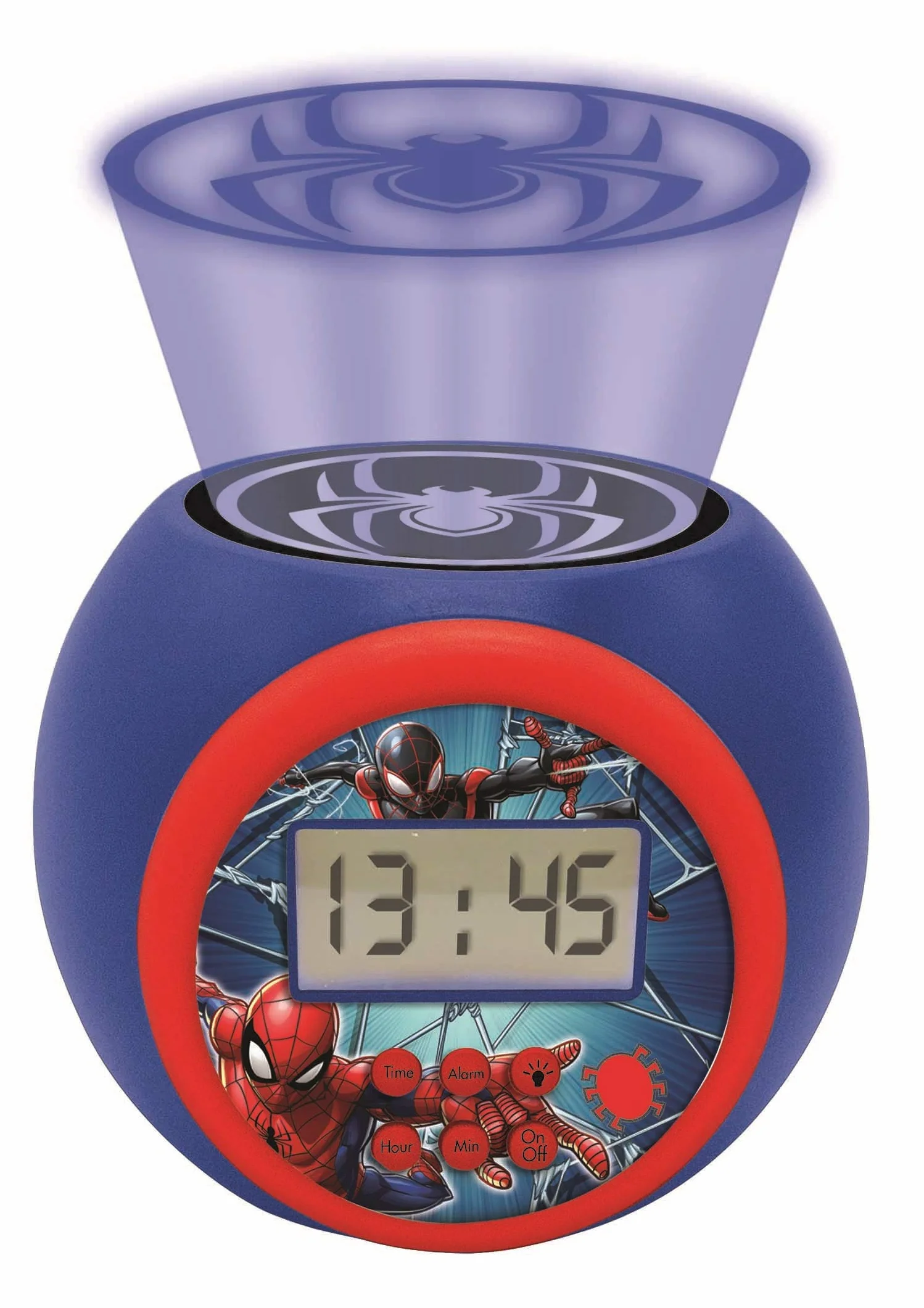 Lexibook, Spider-Man, Sveglia a proiettore con funzione snooze e sveglia, luce notturna con timer, schermo LCD, funzionamento a batteria, blu/rosso, RL977SP