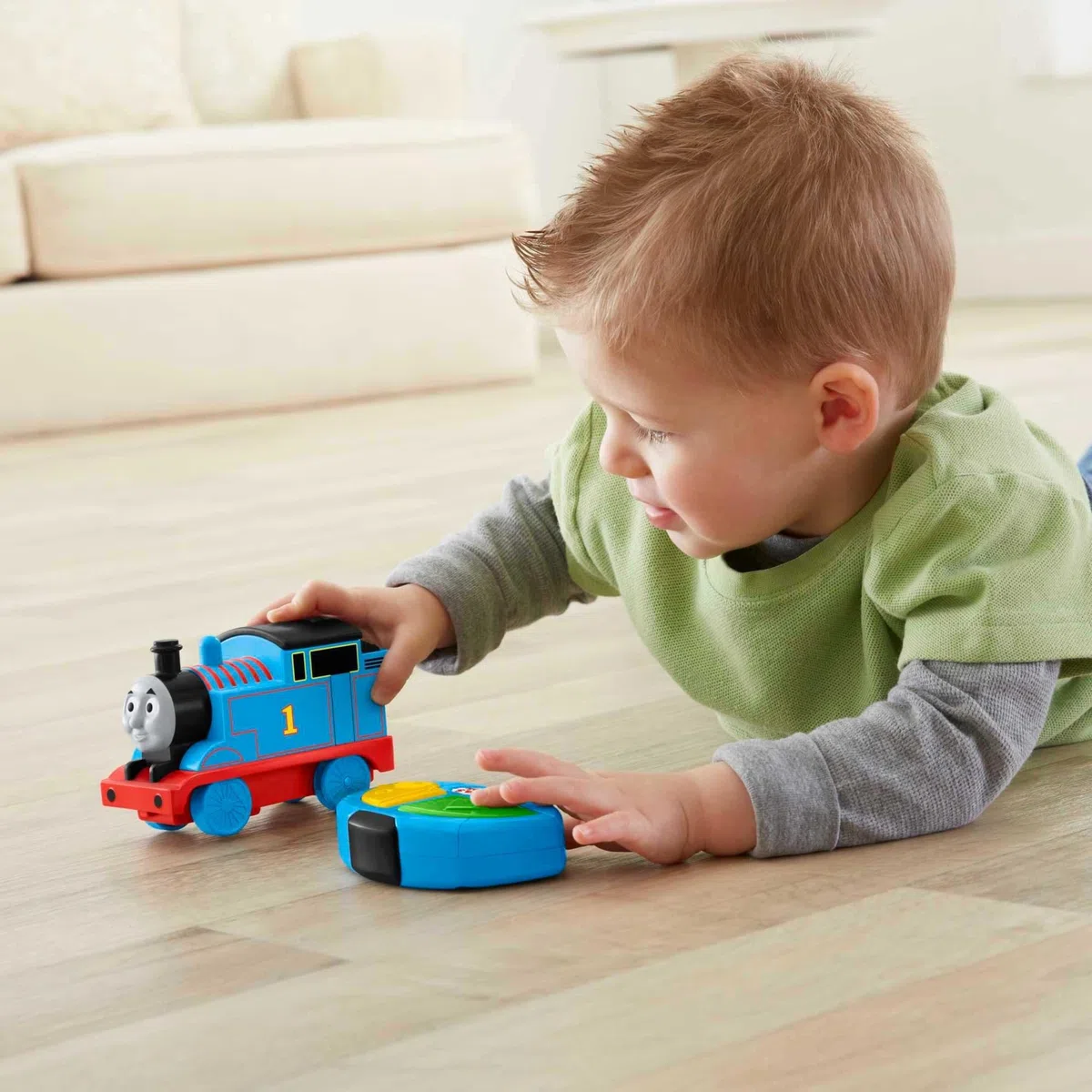 Fisher-Price My First Thomas & Friends R/C Thomas, battery-powered remote-controlled train engine with character phrases for toddlers, GPV86